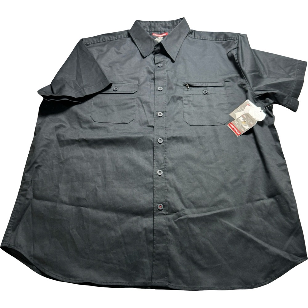 Craftsman Short Sleeve Twill Work Shirt Mens XXL Navy New Water Stain Resistant
